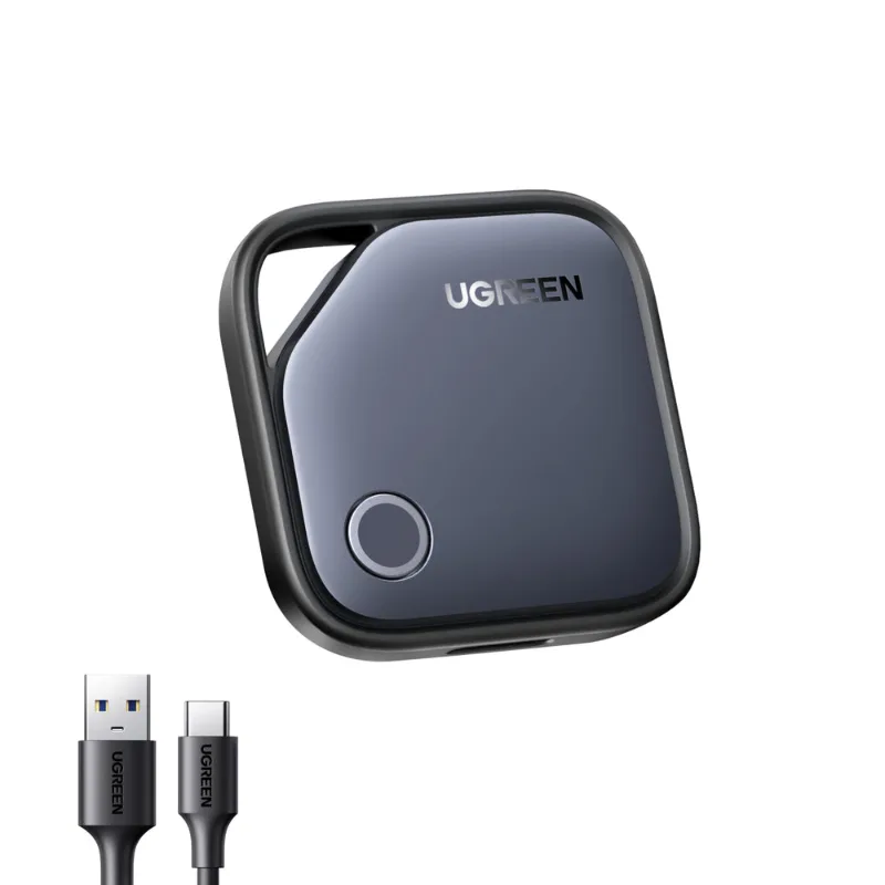 UGREEN FineTrack Smart Finder(充電式)本体とUSB-Cケーブル(UGREEN公式画像)